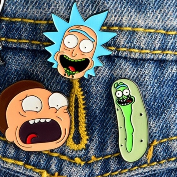 Set of 3 Rick and Morty Lapel Pins Pickle Rick - Picture 2 of 15